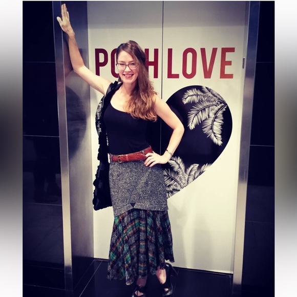 Vintage Dresses & Skirts - CONSIGNED @SF FERRRY BUILDING Tuatara Italian Plaid Skirt Grey tweed, green